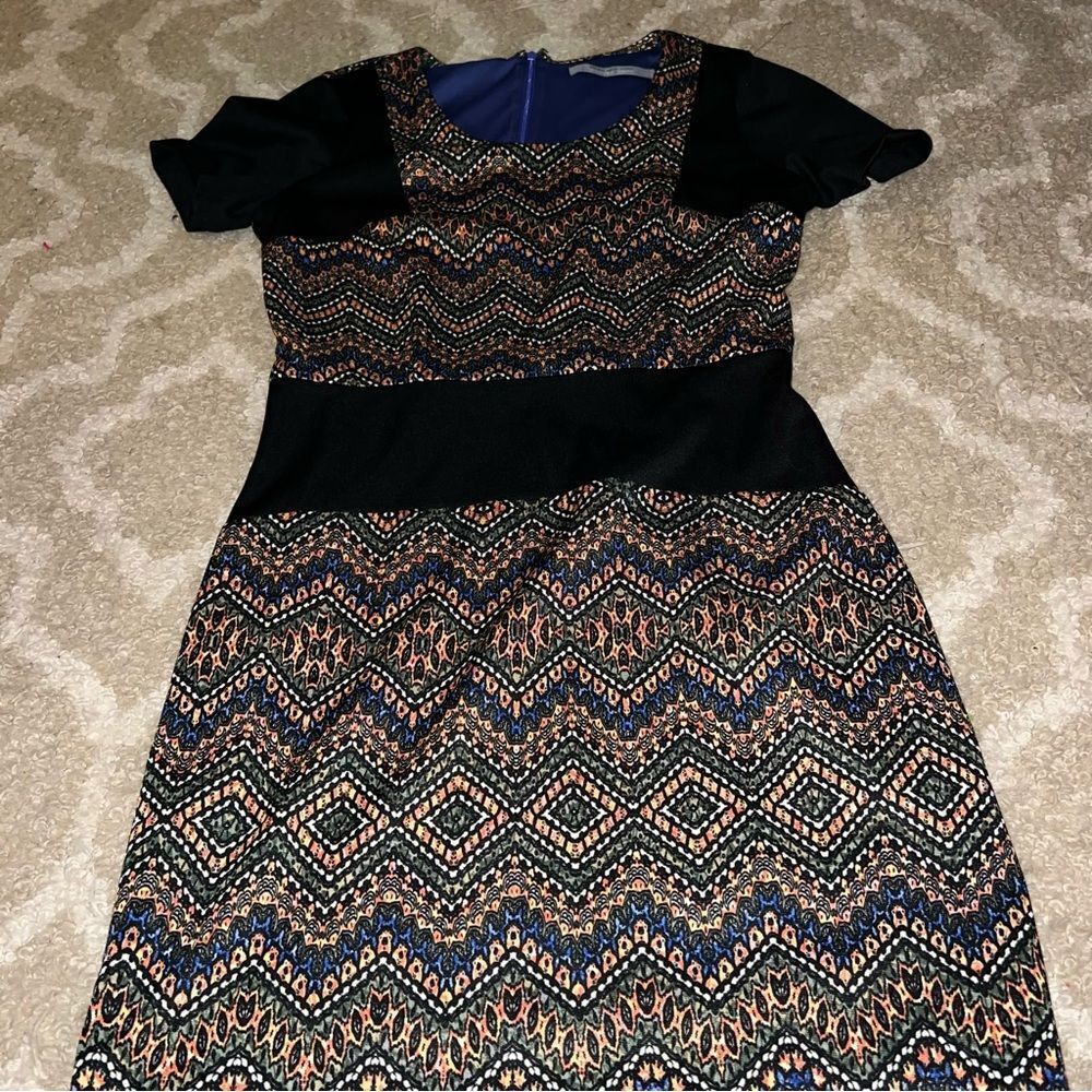 Marc New York Elegant Black and Gold Patterned Dress